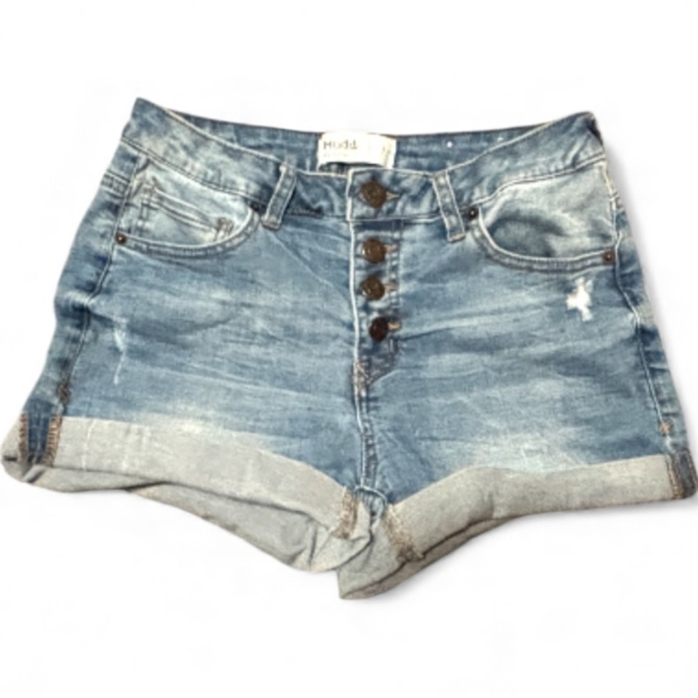 Vintage Mudd Size 7 Low Rise Denim Shorts Cuffed Hem Distressed      SKU 24